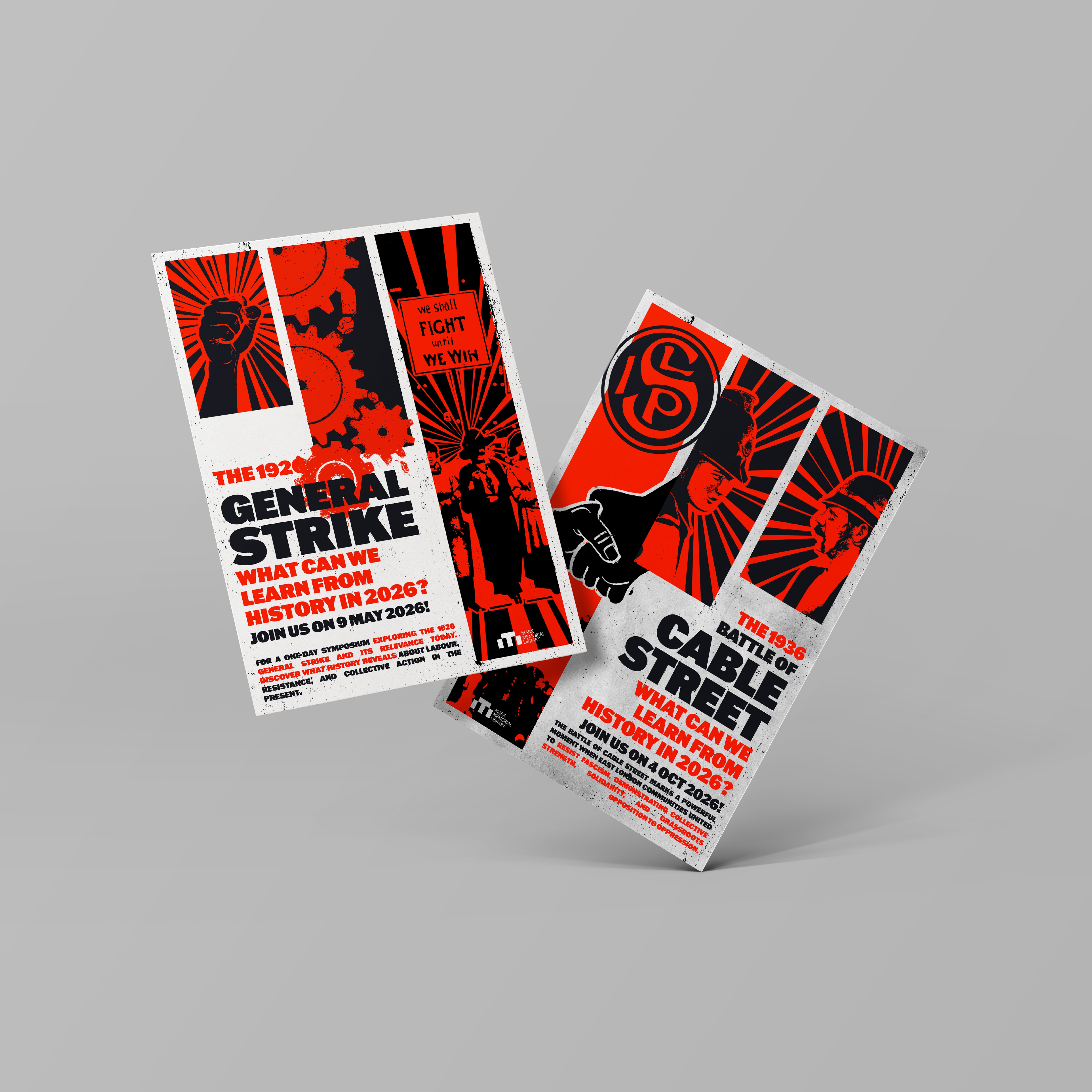 General Strike and Battle of Cable Street leaflets shown together